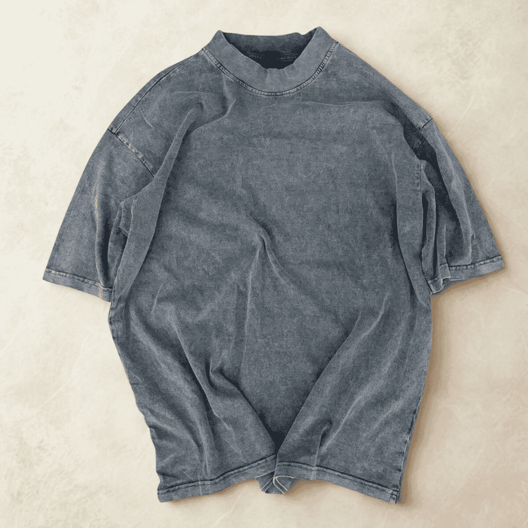 Heavy Oversized Blank T-Shirt - Stone Wash Charcoal
