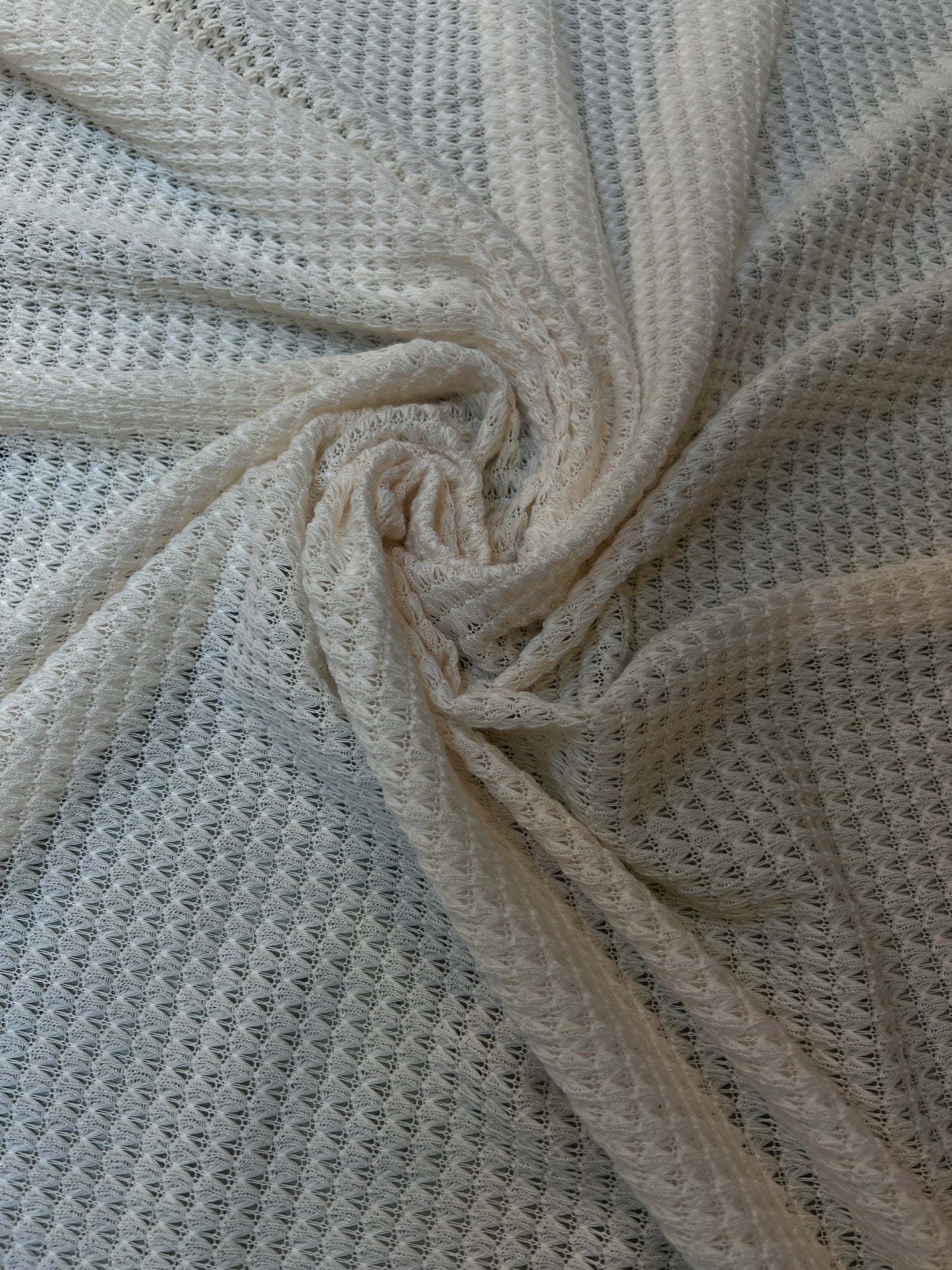 Crochet Knit Fabric - Cream
