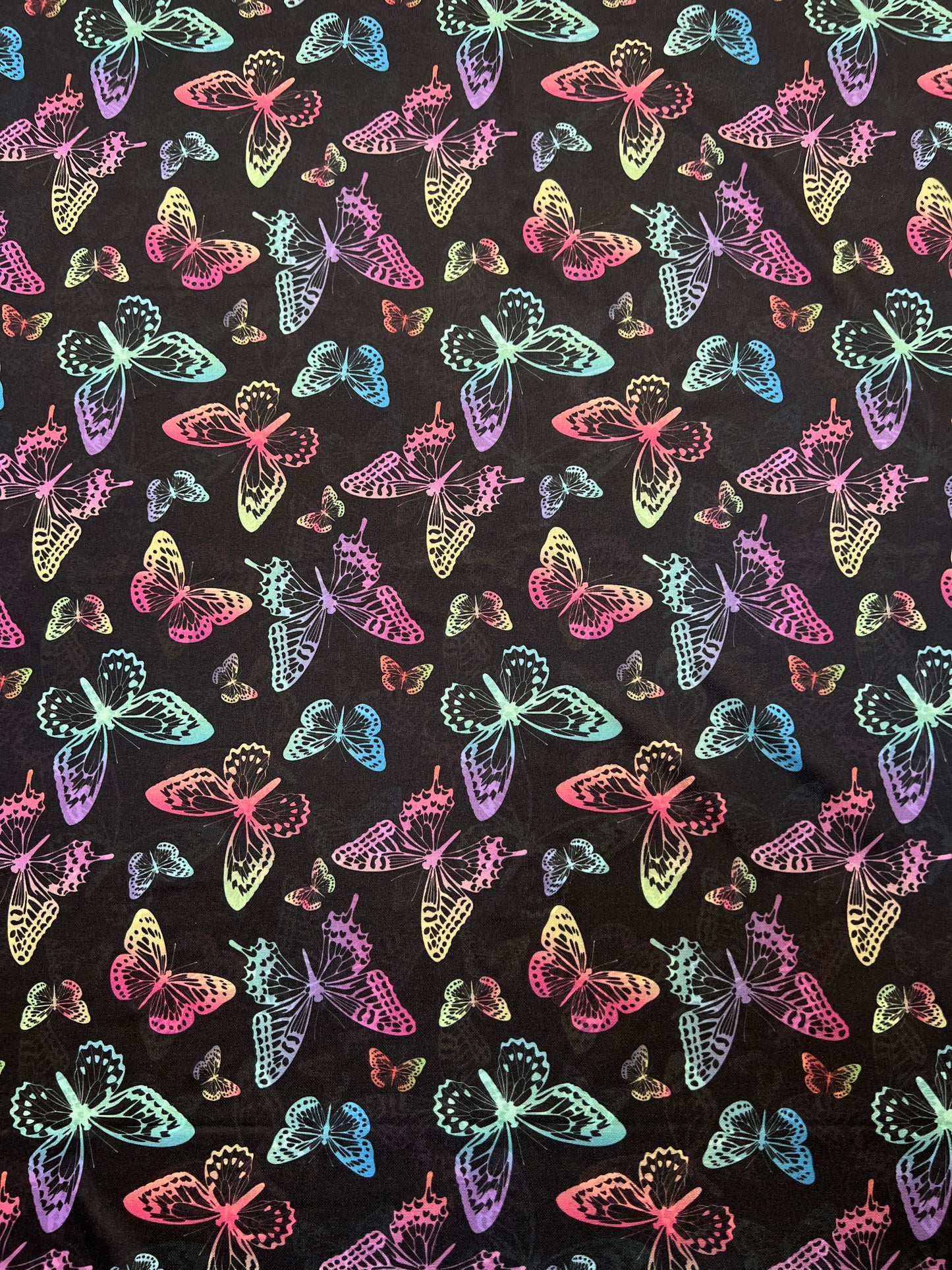 Butterfly Fluorescent Printed Lightweight Polyester Fabric - 10 Metres