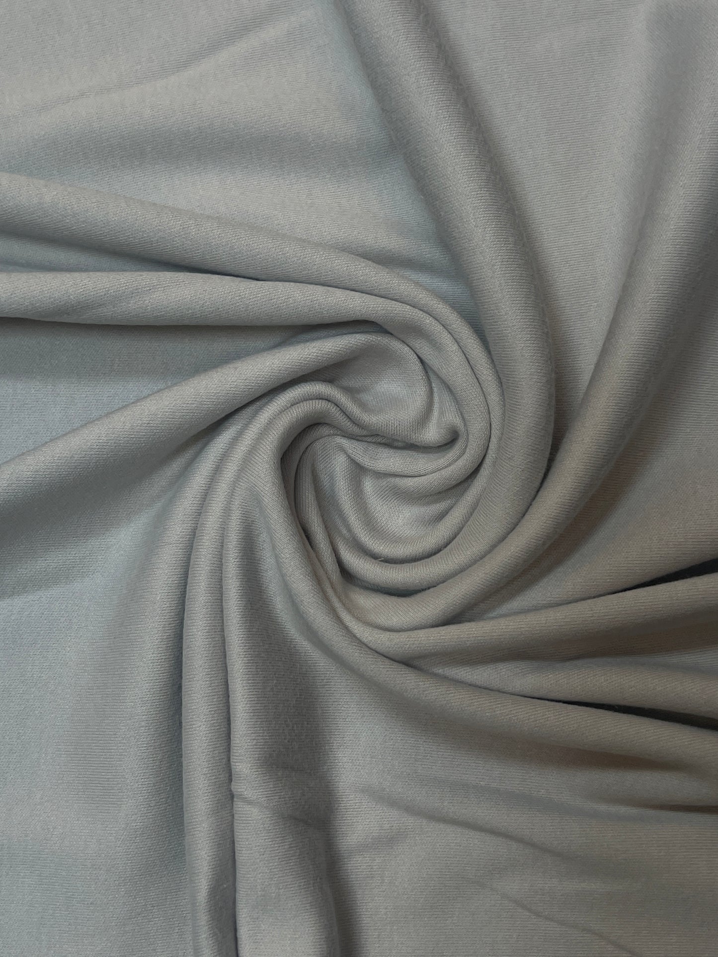 100% Cotton Knit Interlock Fabric - Light Silver