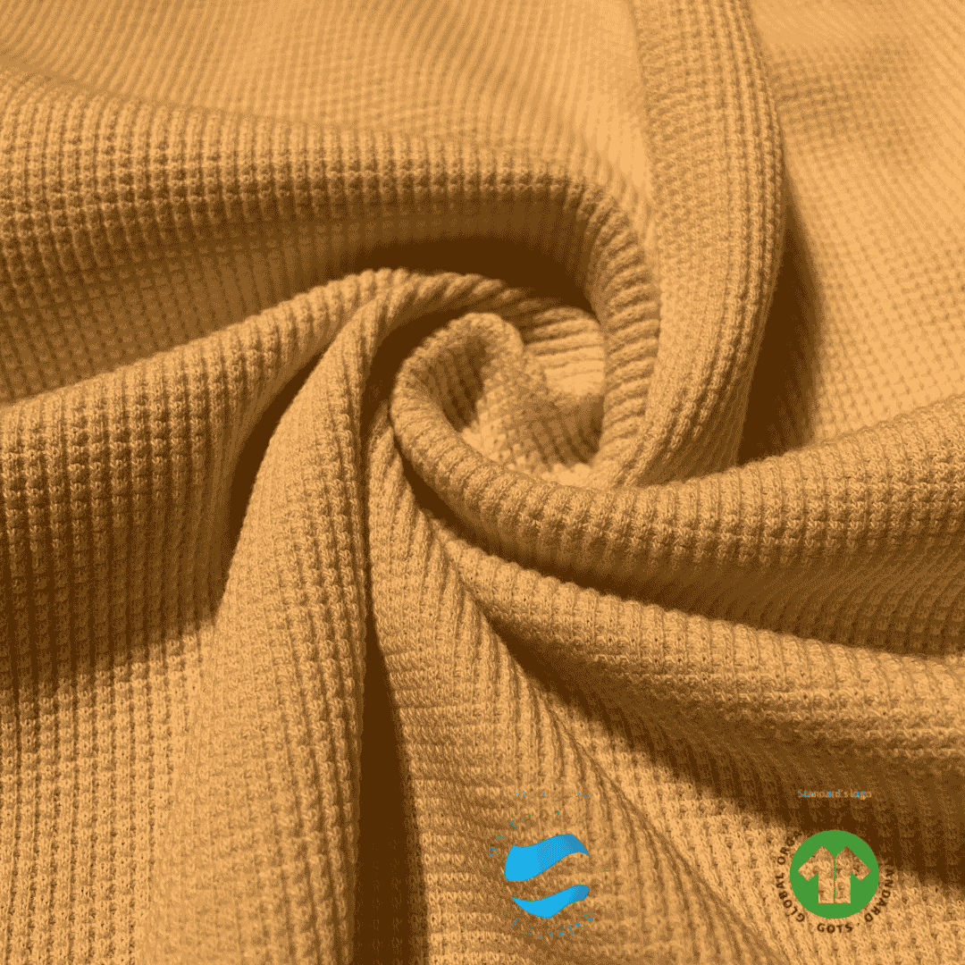 Organic Cotton Waffle Knit Jersey Fabric - Ecru