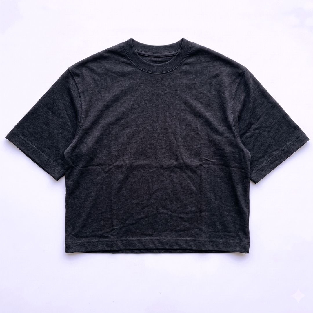Boxy Cropped T-shirt - Washed Black