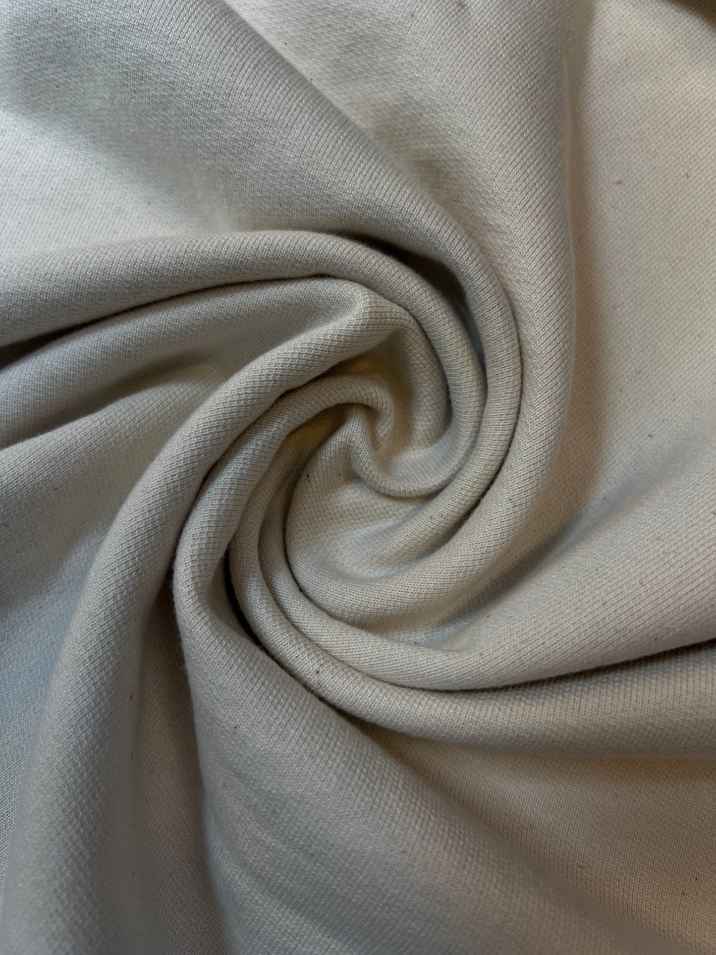 Heavy Cotton French Terry Fabric - 480 GSM Ecru