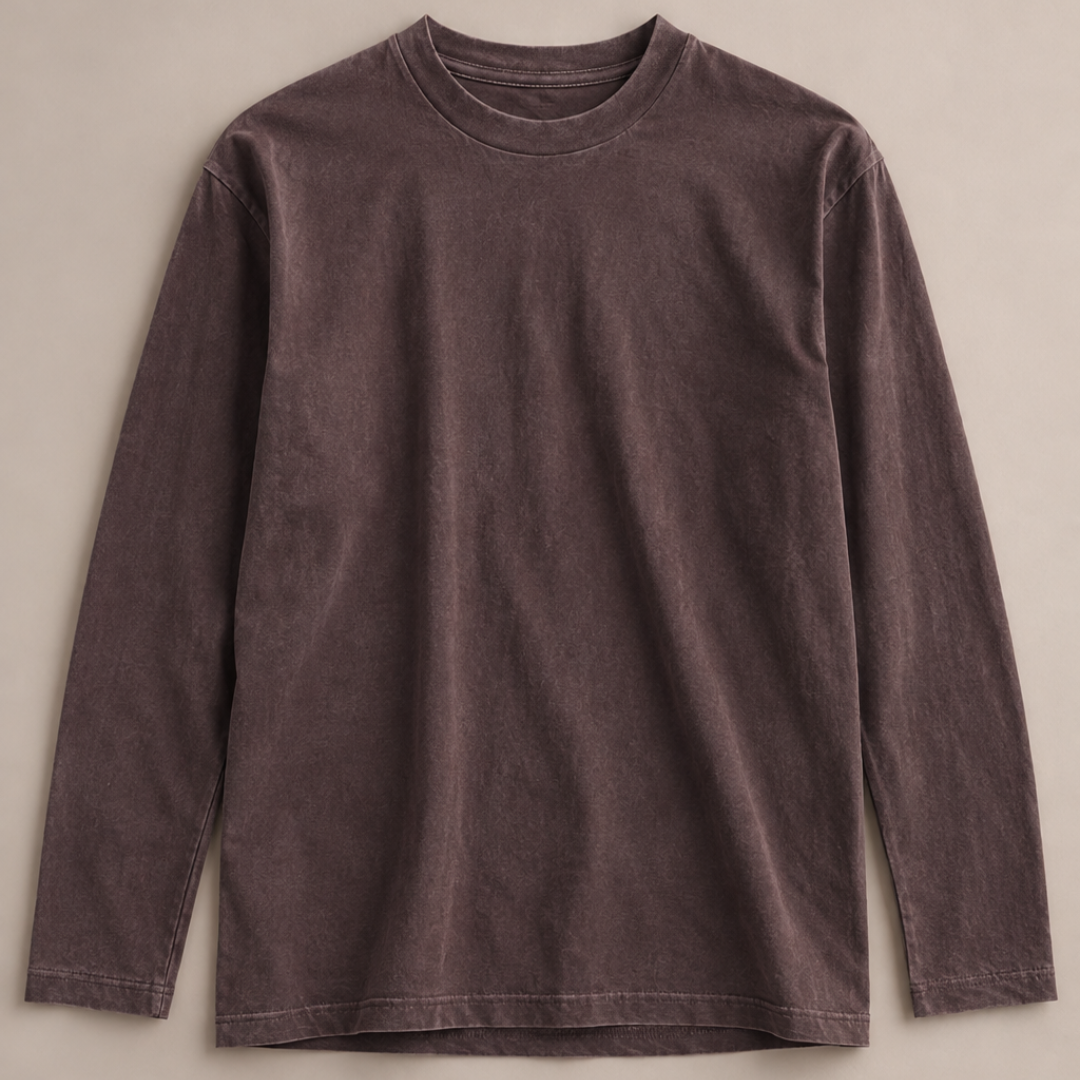 Heavy Long Sleeve T-shirt 325 GSM - Chocolate Torte Garment Dyed