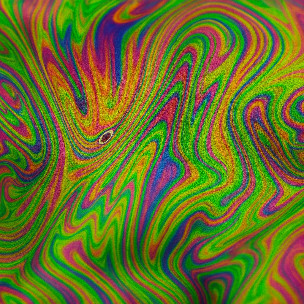 Psychedelic Multi Colour Printed Lightweight Polyester Fabric - 10 Metres