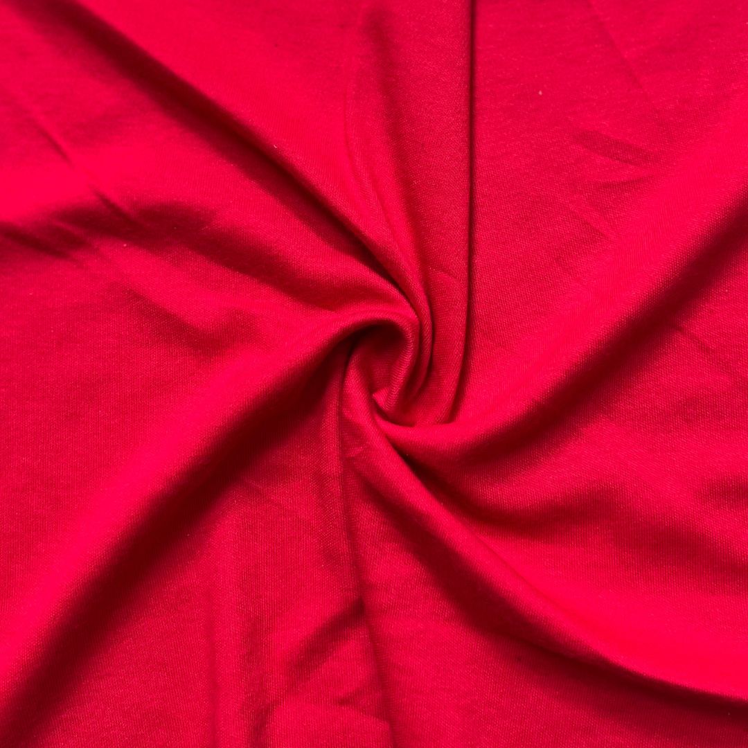 100% Cotton Knit Interlock Fabric - Red