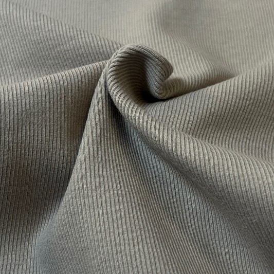 Cotton Ribbed Knit Fabric 2 x 1 - Mouse Grey