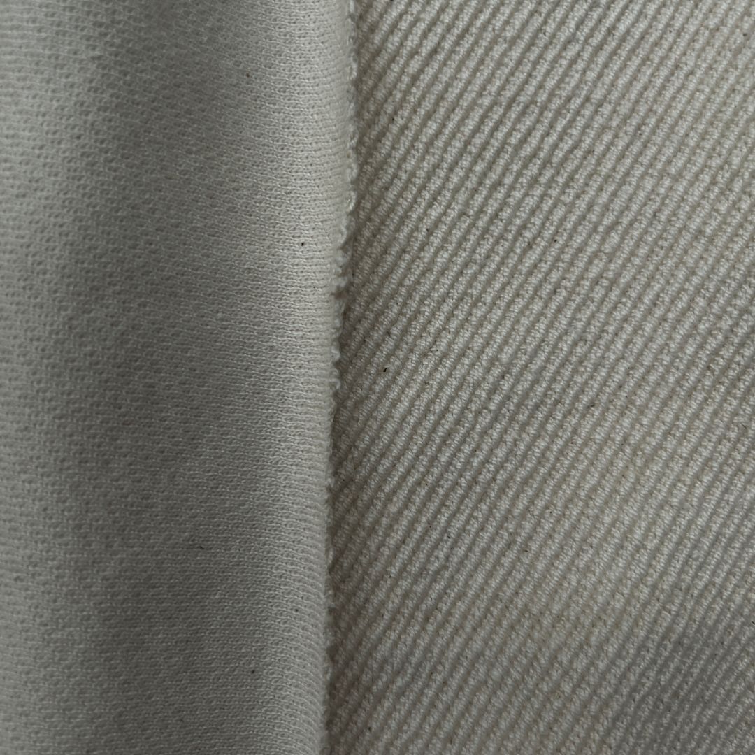 Diagonal Heavy Cotton French Terry Fabric - 560 GSM Ecru