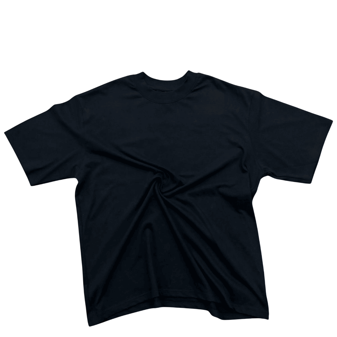 Black 300 GSM heavyweight blank cotton t-shirt for UK streetwear brands and print shops