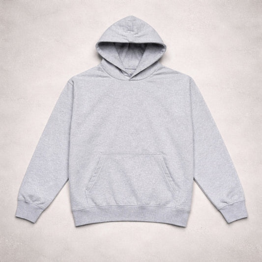 Grey hoodie on a light grey background