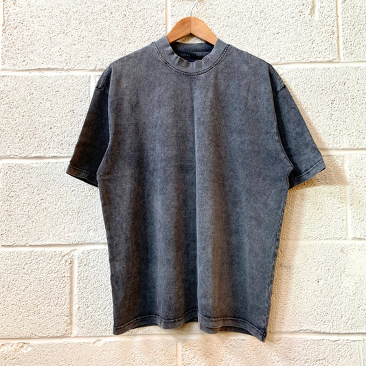 Heavy Oversized Blank T-Shirt - Stone Wash Charcoal