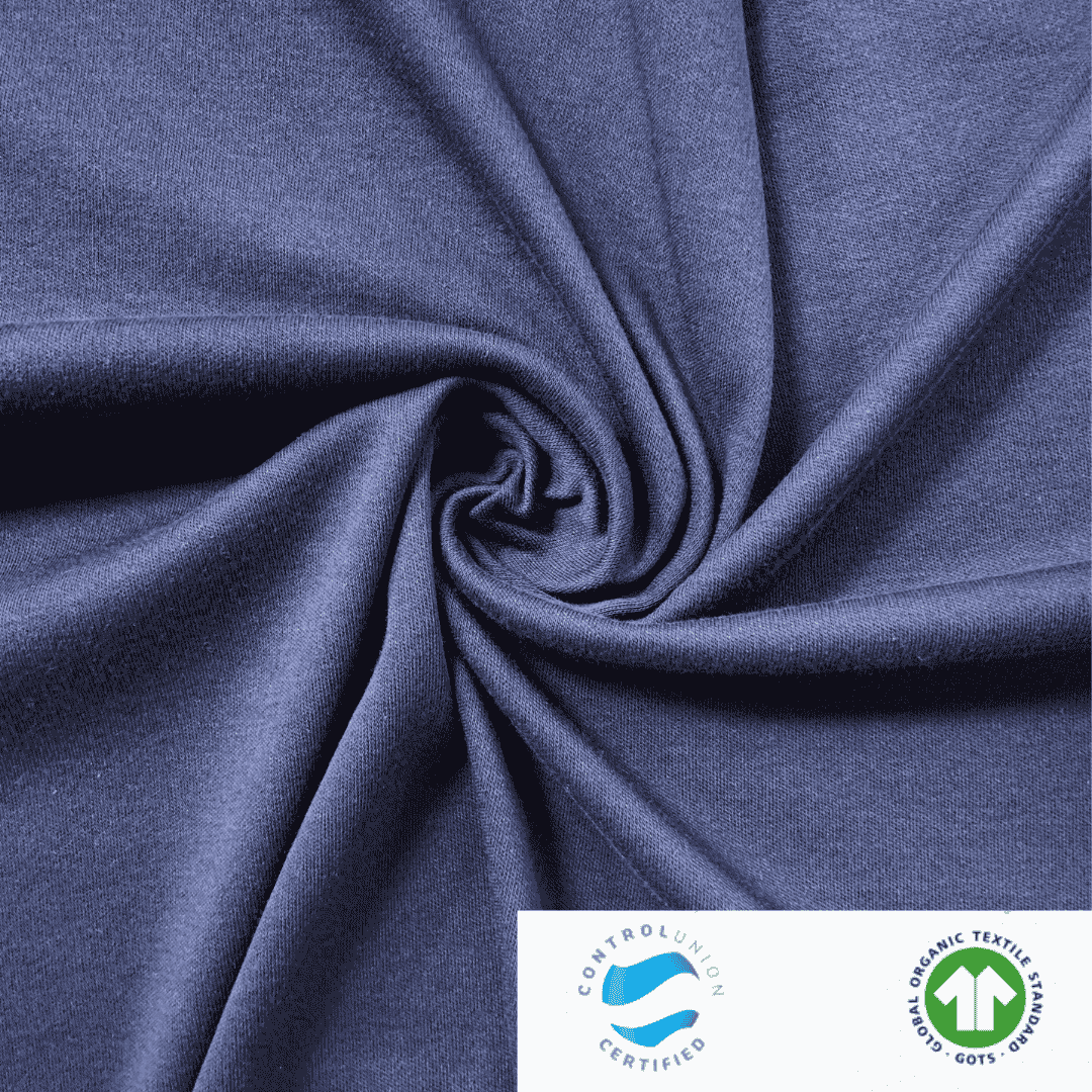 Organic 100% Cotton Interlock Fabric - Navy – Vend Fabrics Ltd