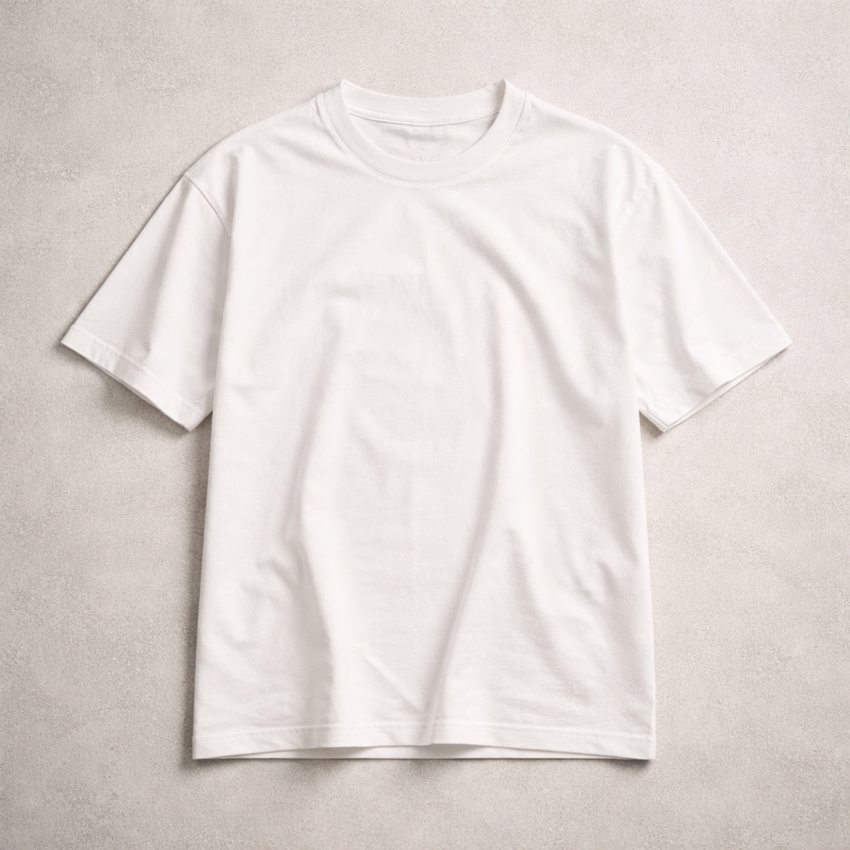 White t-shirt on a light gray background