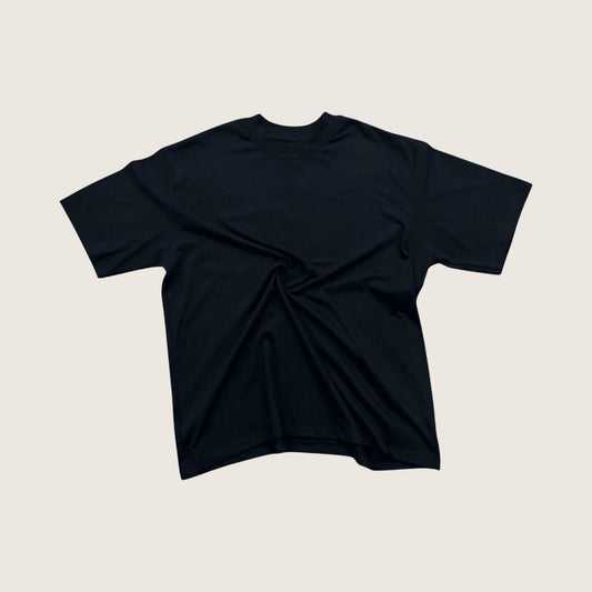 Black 300 GSM oversized blank t-shirt, front view