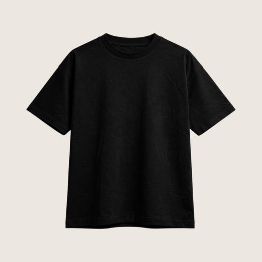Black 320 GSM heavyweight blank t-shirt, front view
