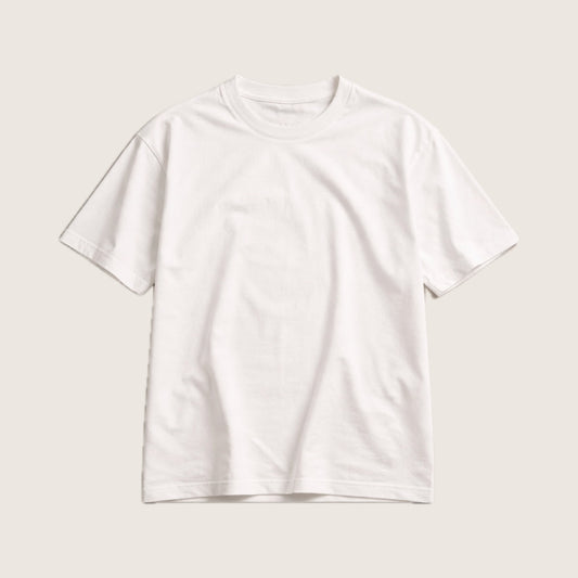 Ecru 320 GSM heavyweight blank t-shirt, front view